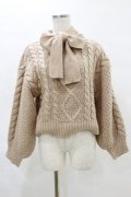F&A / ボウタイ付きケーブルニットプルオーバー Free PINK BEIGE H-25-05-05-056-LO-TO-NS-ZH