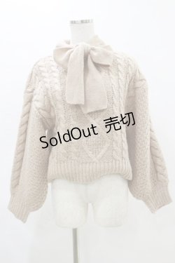画像1: F&A / ボウタイ付きケーブルニットプルオーバー Free PINK BEIGE H-25-05-05-056-LO-TO-NS-ZH