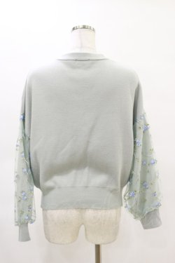 画像2: axes femme / 袖刺繍ニットカーディガン M ミント H-25-05-05-060-AX-TO-NS-ZH