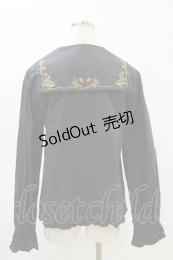 画像2: PINK HOUSE CHELSEA / いちご刺繍ブラウス M ブラック H-25-05-05-062-EL-BL-NS-ZH