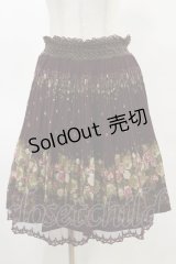 axes femme / 花柄プリーツスカート M ボルドー H-25-05-05-072-AX-SK-NS-ZH