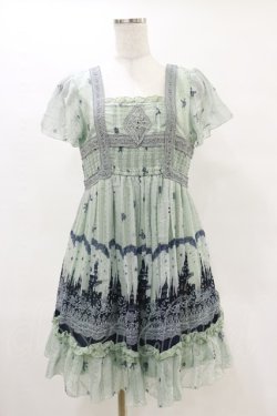 画像1: axes femme / メルヘンプリントワンピース M グリーン H-25-05-05-078-AX-OP-NS-ZH