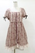 axes femme / 時計プリントワンピース M ピンク H-25-05-05-080-AX-OP-NS-ZH