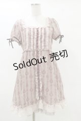 axes femme / 時計プリントワンピース M ピンク H-25-05-05-080-AX-OP-NS-ZH
