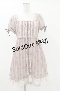 axes femme / 時計プリントワンピース M ピンク H-25-05-05-080-AX-OP-NS-ZH