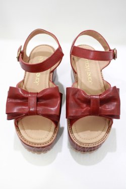 画像1: Jane Marple / オープントゥリボンサンダル M ワイン H-25-05-05-1003-JM-SH-KB-ZH