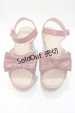 画像1: Jane Marple / オープントゥリボンサンダル M ワイン H-25-05-05-1003-JM-SH-KB-ZH