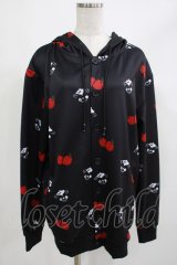 NieR Clothing / 総柄フードカーディガン  黒 H-25-05-05-1034-PU-TO-KB-ZH