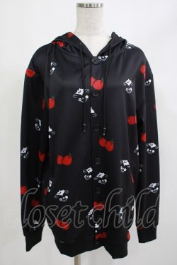 画像1: NieR Clothing / 総柄フードカーディガン  黒 H-25-05-05-1034-PU-TO-KB-ZH