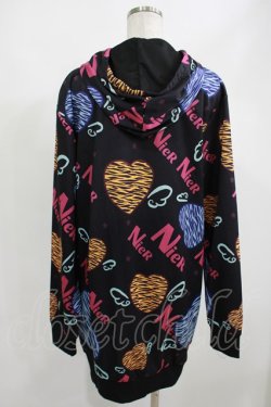 画像2: NieR Clothing / 総柄ZIPパーカー  黒 H-25-05-05-1036-PU-TO-KB-ZH