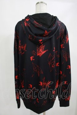 画像2: NieR Clothing / 総柄ZIPパーカー  黒×赤 H-25-05-05-1037-PU-TO-KB-ZH