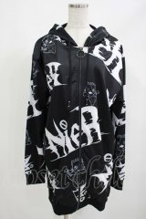 NieR Clothing / 総柄ZIPパーカー  黒 H-25-05-05-1039-PU-TO-KB-ZH