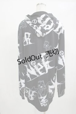 画像2: NieR Clothing / 総柄ZIPパーカー  黒 H-25-05-05-1039-PU-TO-KB-ZH