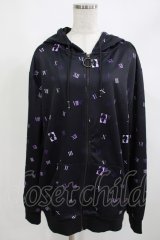 NieR Clothing / 総柄ZIPパーカー  黒×紫 H-25-05-05-1040-PU-TO-KB-ZH