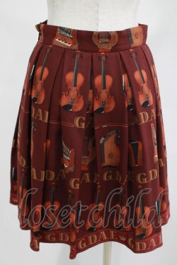 画像2: Jane Marple / バイオリンプリントのミニスカート M ボルドー×ボルドーリボン H-25-05-05-1010-JM-SK-KB-ZH
