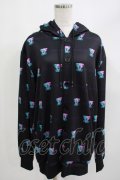 NieR Clothing / 総柄フードカーディガン  黒 H-25-05-05-1033-PU-TO-KB-ZH
