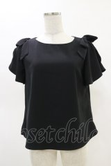 an another angelus / ラッフルスリーブリボントップス Free BLACK H-25-05-05-017-CA-TO-NS-ZH