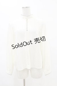 an another angelus / 配色リボンレーススタンドカラーブラウス Free OFF×GR H-25-05-05-033-CA-BL-NS-ZH