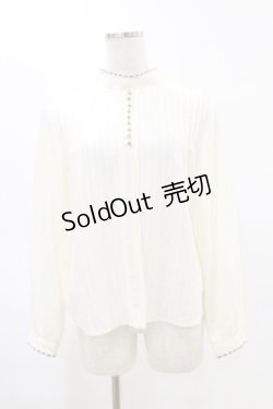 画像1: an another angelus / 配色リボンレーススタンドカラーブラウス Free OFF×GR H-25-05-05-033-CA-BL-NS-ZH