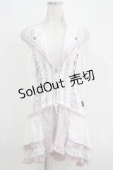 Ozz Croce / 薔薇刺繍2Wayオーバーベスト  白×ラベンダー H-25-05-06-032-OO-TO-KB-ZH
