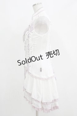 画像2: Ozz Croce / 薔薇刺繍2Wayオーバーベスト  白×ラベンダー H-25-05-06-032-OO-TO-KB-ZH