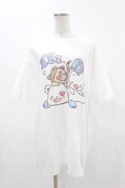 画像1: NieR Clothing / プリント半袖CUTSEW XL 白 H-25-05-06-1040-PU-TO-KB-ZH