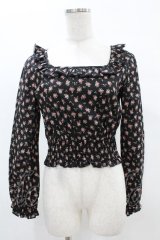 MILK / nightie tops  ブラックフラワー H-25-05-06-1046-ML-TO-KB-ZH