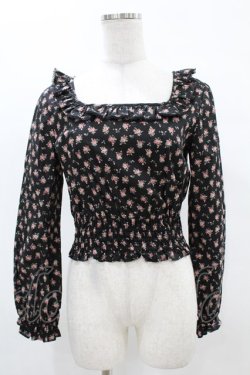 画像1: MILK / nightie tops  ブラックフラワー H-25-05-06-1046-ML-TO-KB-ZH