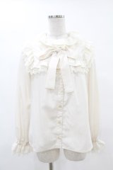 Melody BasKet / フリルレースヨーク切替ブラウス  アイボリー H-25-05-06-1011-LO-BL-KB-ZH