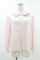 Jane Marple / Flower embroidery collar blouse  ピンク H-25-05-06-1012-JM-BL-KB-ZH