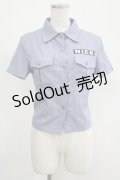NieR Clothing / ワッペン半袖シャツ  ブルー H-25-05-06-059-PU-BL-KB-ZH
