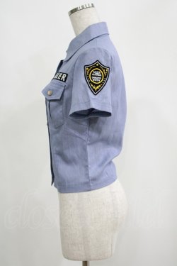 画像2: NieR Clothing / ワッペン半袖シャツ  ブルー H-25-05-06-059-PU-BL-KB-ZH