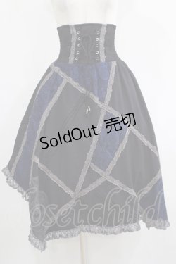 画像1: OZZ ANGELO / レース切替ハイウエストスカート  黒×青 H-25-05-06-007-OO-SK-KB-ZH