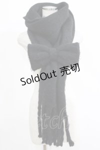 Candy Stripper / HUG ME RIBBONマフラー  黒 H-25-05-06-075-PU-ZA-KB-ZT421