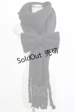 画像1: Candy Stripper / HUG ME RIBBONマフラー  黒 H-25-05-06-075-PU-ZA-KB-ZT421
