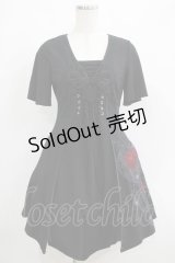 Ozz oneste / アームカバー付リブ切替ワンピース  黒 H-25-05-06-078-OO-OP-KB-ZH