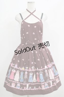 画像1: Emily Temple cute / クローゼットウエストリボンノースリーブワンピース  ブラウン H-25-05-06-012-ET-OP-KB-ZH