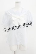 Secret Honey / フリルセーラー半袖ブラウス Free サックス H-25-05-07-041-CA-BL-NS-ZH