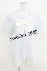 Secret Honey / フリルセーラー半袖ブラウス Free サックス H-25-05-07-041-CA-BL-NS-ZH