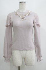 LIZ LISA / ネックレス付リブニットトップス Free ピンク H-25-05-07-043-LO-TO-NS-ZH