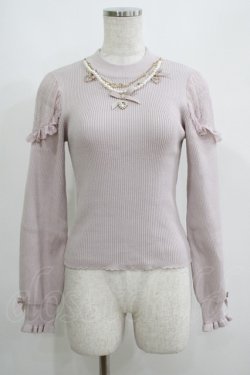 画像1: LIZ LISA / ネックレス付リブニットトップス Free ピンク H-25-05-07-043-LO-TO-NS-ZH