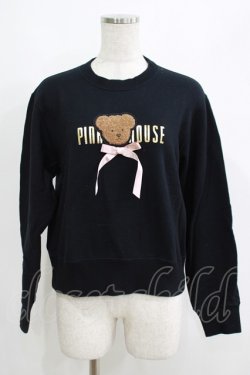 画像1: PINK HOUSE / misako×erinkoくまワッペントレーナー 3（M) ブラック H-25-05-07-049-LO-TO-NS-ZH