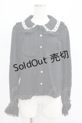 axes femme kawaii / 梯子レース丸襟ブラウス M ブラック H-25-05-07-051-AX-BL-NS-ZH