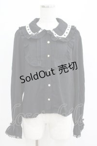 axes femme kawaii / 梯子レース丸襟ブラウス M ブラック H-25-05-07-051-AX-BL-NS-ZH