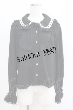画像1: axes femme kawaii / 梯子レース丸襟ブラウス M ブラック H-25-05-07-051-AX-BL-NS-ZH