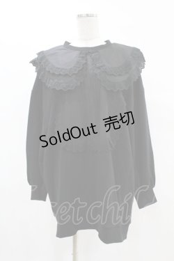 画像1: Candy Stripper / FRILL COLLAR SWEAT  ブラック H-25-08-17-002-PU-TO-KB-ZH