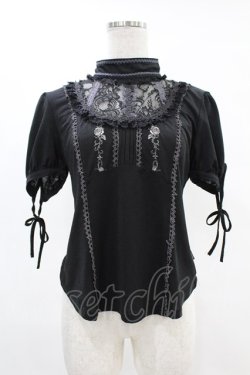 画像1: Ozz oneste / 薔薇刺繍ヨークレーストップス  黒 H-25-05-07-1036-OO-TO-KB-ZH