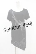 BPN FOR MEN / プリントアシメカットソー  黒 H-25-05-07-1037-GO-TO-KB-ZH