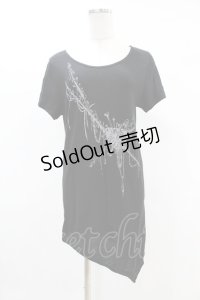 BPN FOR MEN / プリントアシメカットソー  黒 H-25-05-07-1037-GO-TO-KB-ZH