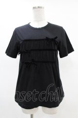Jane Marple / ベルベットリボントリミングTシャツ  ブラック H-25-05-07-1038-JM-TO-KB-ZH